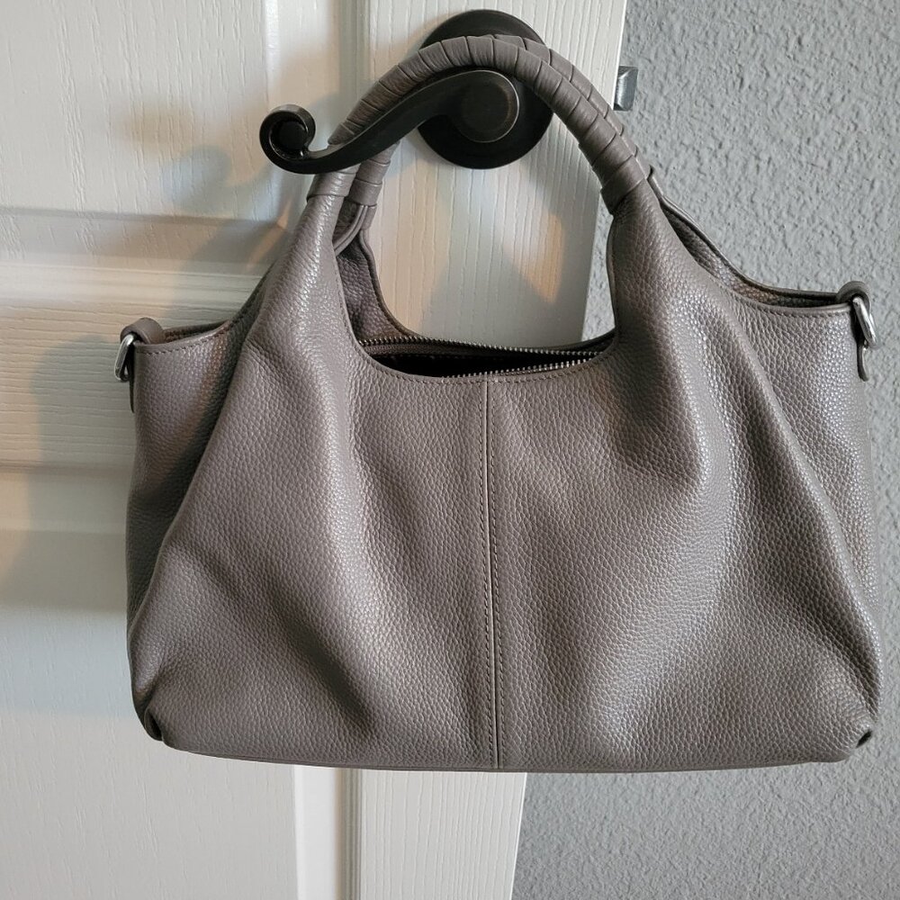 Gray Leather Satchel